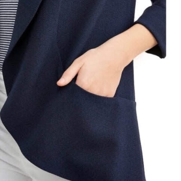 3/$30 Drape Front Boyfriend Blazer, Navy - Picture 4 of 9